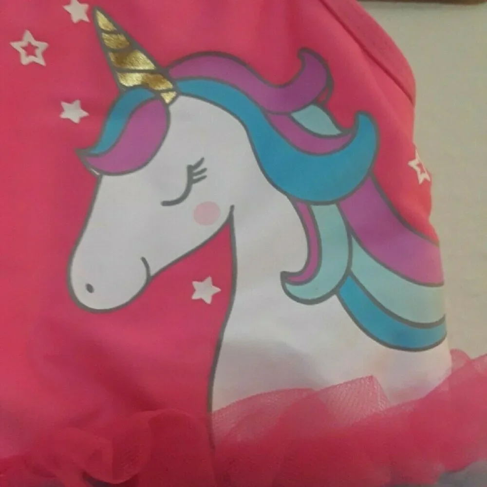 Pink Unicorn Swimsuit with Tulle Skirt